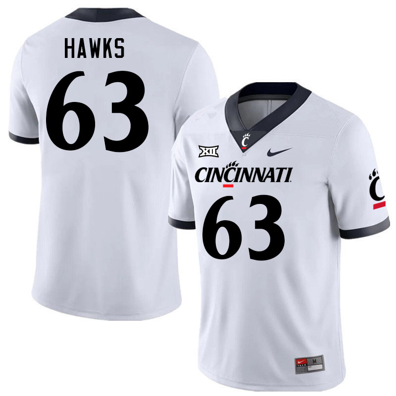 Cincinnati Bearcats #63 Nathan Hawks Big 12 Conference College Football Jerseys Stitched Sale-White